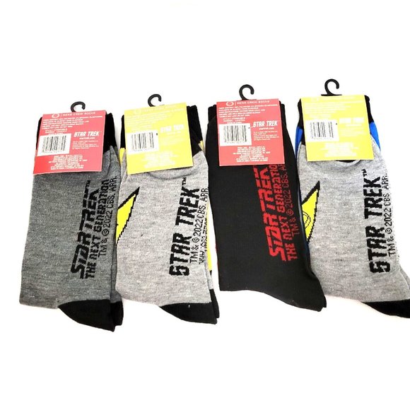 Star Trek Crew Socks Lot Of 4 Kirk Spock Picard Emblem - Picture 6 of 10
